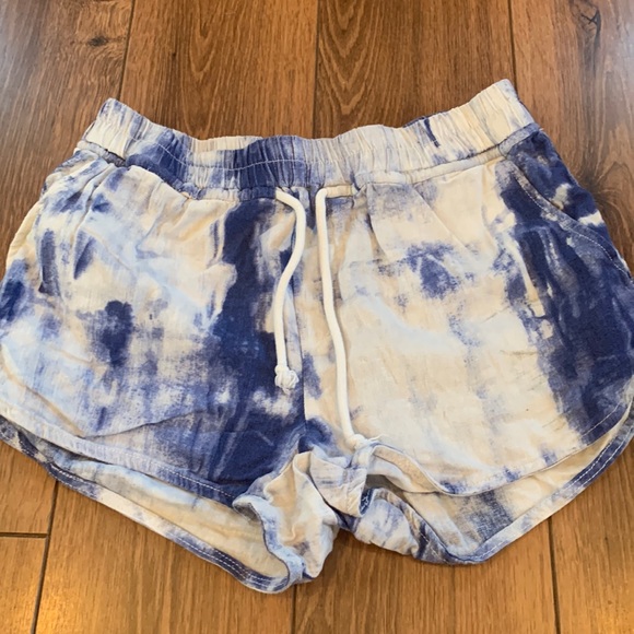 Rewash Tie Die Drawstring Stretch Waist Light Weight Shorts - Picture 1 of 6